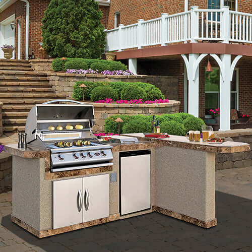 Cal Flame- 8 Foot L Shaped Outdoor Kitchen- LBK-830 R/L - CozeeFlames.com
