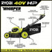 RYOBI 40v Hp brushless 21″ self-propelled AWD dual-blade mower kit