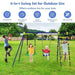 Ultimate 5-In-1 Outdoor Kids Swing Set with Sturdy A-Frame Metal Construction and Secure Ground Stakes