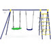 Ultimate 5-In-1 Outdoor Kids Swing Set with Sturdy A-Frame Metal Construction and Secure Ground Stakes