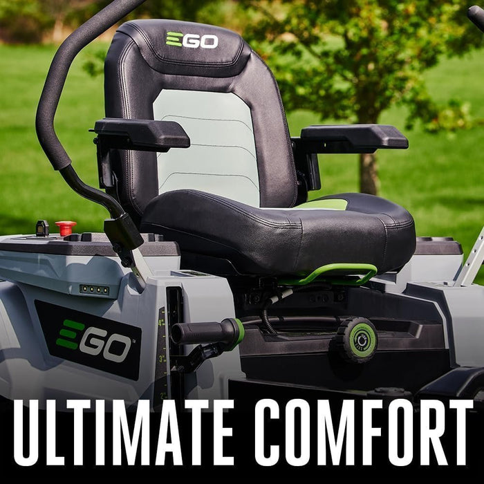 EGO Power+ Electric Riding Lawn Mower, 42″ Deck with Zero Turn Radius, Includes (4) 56V 10.0Ah Batteries and Charger – ZT4204L