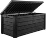 Keter Westwood 150-Gallon Resin Outdoor Storage Box | Weather-Resistant Deck Bin for Patio Cushions, Garden Tools & Pool Accessories – Dark Grey