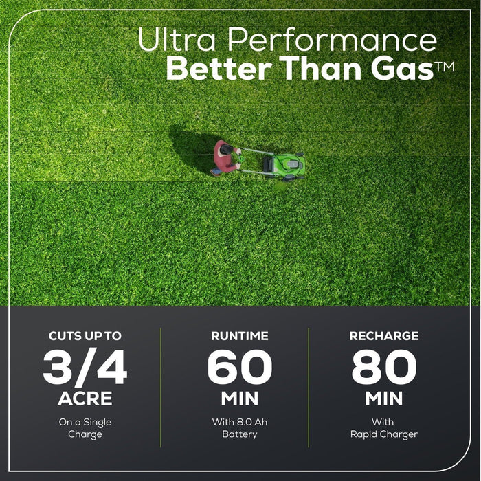 Greenworks 60V 21″ Self Propelled Lawn Mower with (1) 8.0 Ah Battery & Rapid Charger 2546402