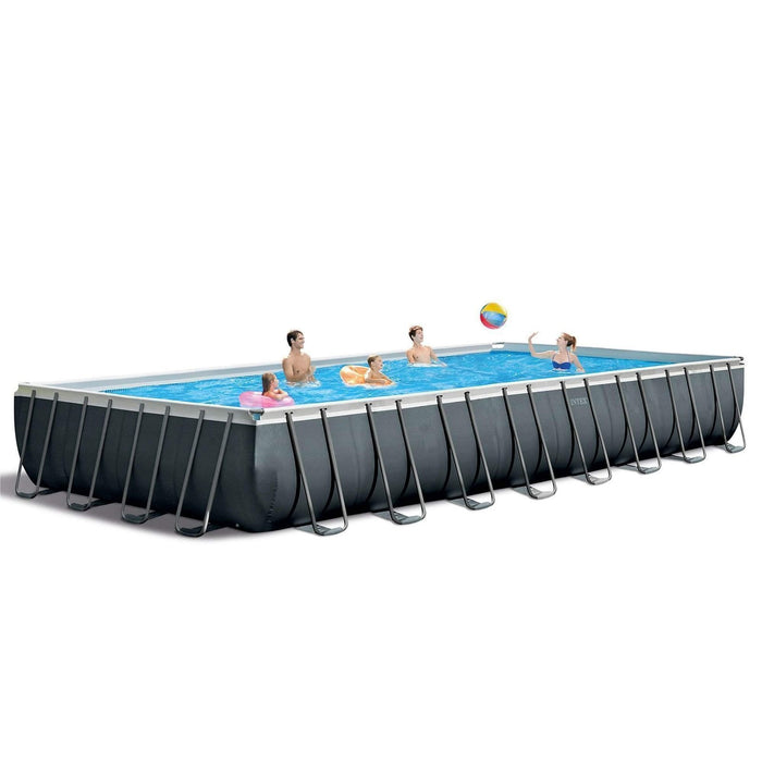 Intex 24ft x 12ft x 52in Ultra XTR Frame Rectangular Swimming Pool Set with Sand Filter Pump, Ladder, Ground Cloth, Cover and Robot Vacuum