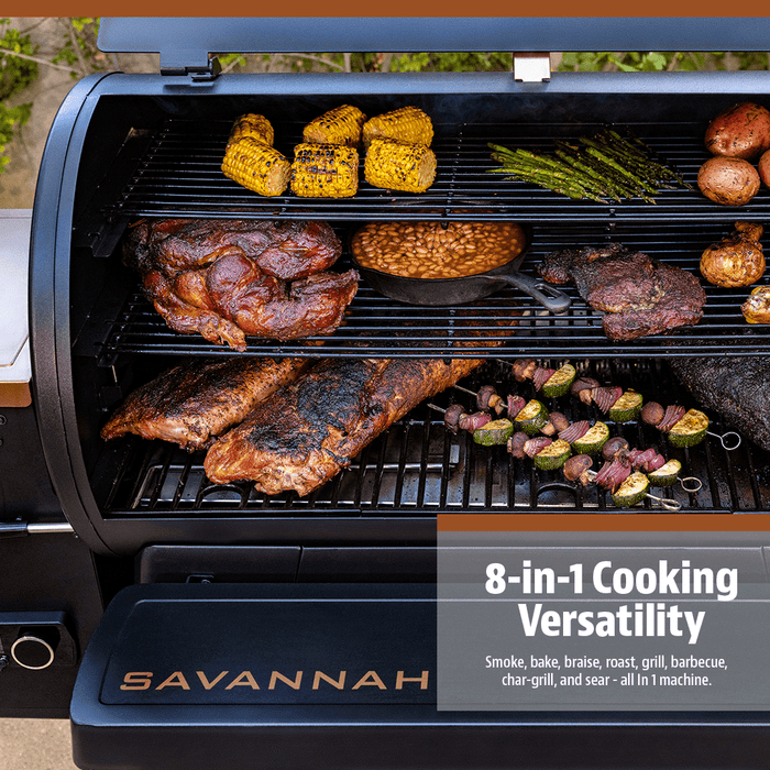 Pit Boss Pellet Smoker, Savannah 1500 Square Inch Wood Fired Pellet Grill, Onyx Series
