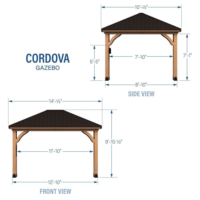 Cordova 14×10 Outdoor Gazebo with Steel Frame and Weather-Resistant Canopy