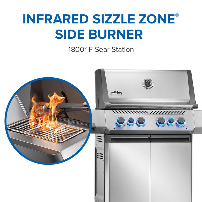 Napoleon Phantom Prestige 500 Gas Grill with Infrared Rear Burner, Infrared Side Burner, & Rotisserie Kit - Stainless Steel