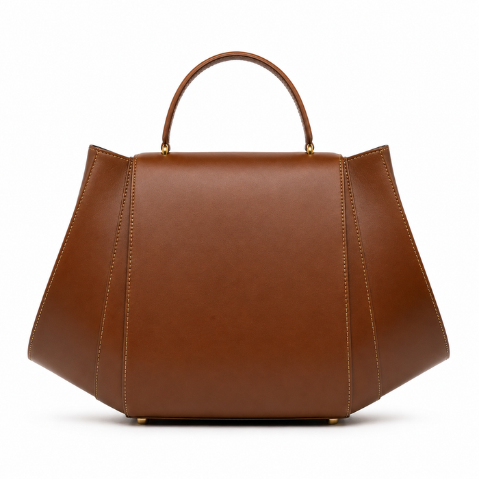 Zalvia Women’s Caramel Arc-Flap Carryall Handbag