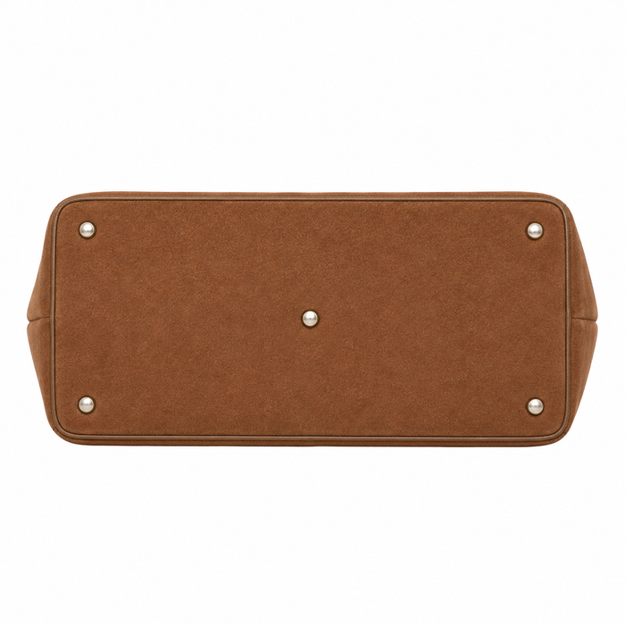 Zalvia Women’s Cognac Belted Suede-Look Handbag