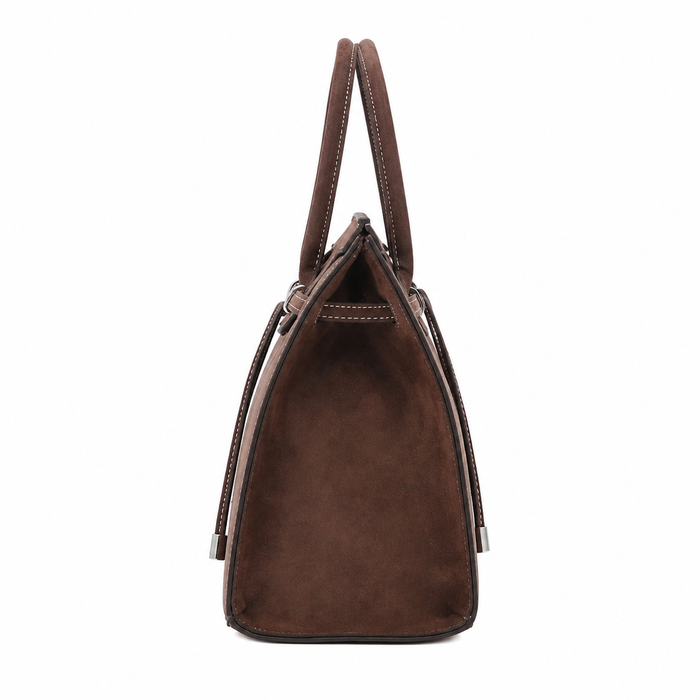 Zalvia Women’s Mocha Drawcord Frame Tote Handbag