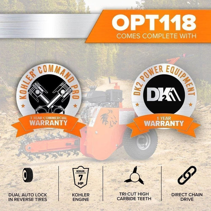 Detail K2 OPT118 18 in. 7 HP Trencher with kohler CH270 Command PRO Commercial Gas Engine