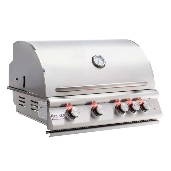 Blaze Premium LTE 32-Inch 4-Burner Built-In Gas Grill With Rear Infrared Burner & Grill Lights - BLZ-4LTE2-NG/LP - CozeeFlames.com