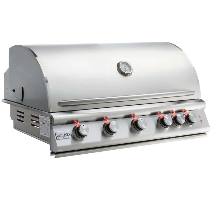 Blaze Premium LTE 40-Inch 5-Burner Built-In Grill With Rear Infrared Burner & Grill Lights - BLZ-5LTE2-NG/LP - CozeeFlames.com