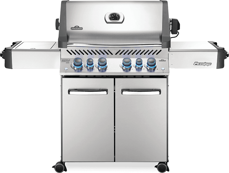 Napoleon Prestige 500 Freestanding Gas Grill with Infrared Rear Burner and Infrared Side Burner and Rotisserie Kit - CozeeFlames.com