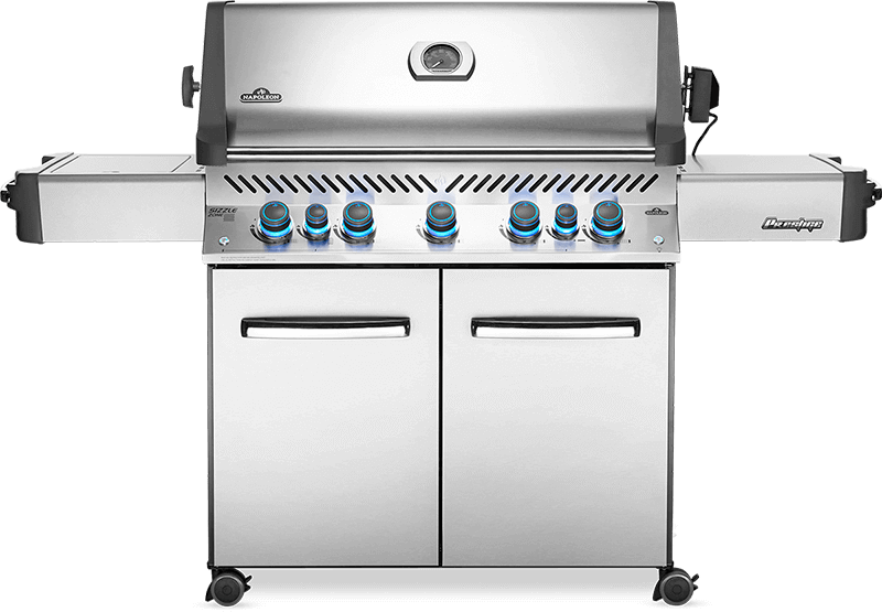 Napoleon Prestige 665 Freestanding Gas Grill with Infrared Rear Burner and Infrared Side Burner and Rotisserie Kit - CozeeFlames.com