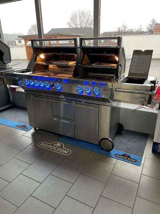 Napoleon Prestige PRO 825 Freestanding Gas Grill with Infrared Rear Burner, Double Infrared Sear Burner & Side Burner and Rotisserie Kit - CozeeFlames.com