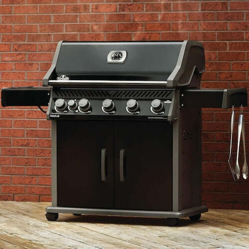 Napoleon Rogue XT 625 SIB FreestandingGas Grill with Infrared Side Burner - Black - CozeeFlames.com