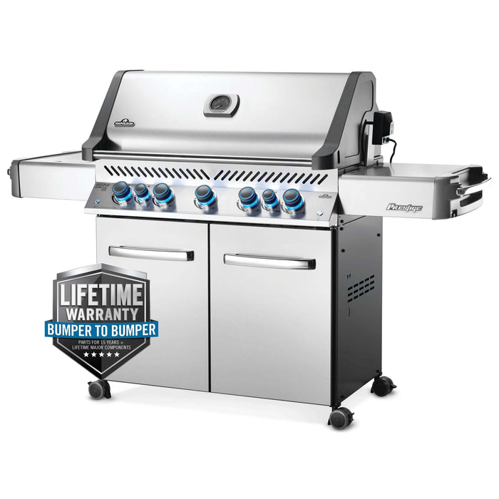 Napoleon Prestige 665 Freestanding Gas Grill with Infrared Rear Burner and Infrared Side Burner and Rotisserie Kit - CozeeFlames.com