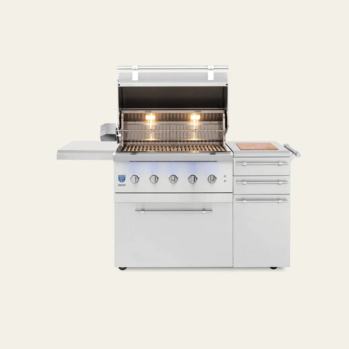 American Made Grills - Freestanding Encore 36" Hybrid Gas Grill -ENCFS36-NG/LP - CozeeFlames.com