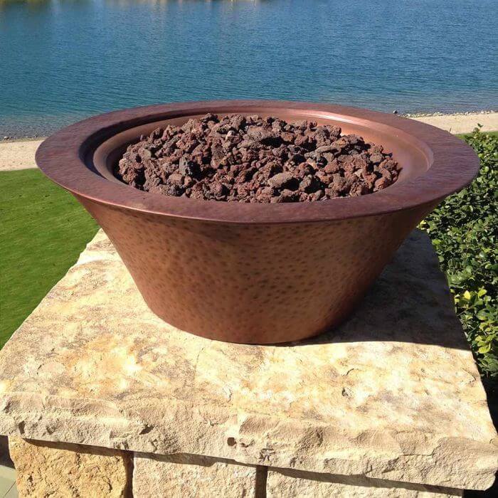 Cazo Hammered Copper Fire Bowl- OPT-101-24NWF - CozeeFlames.com